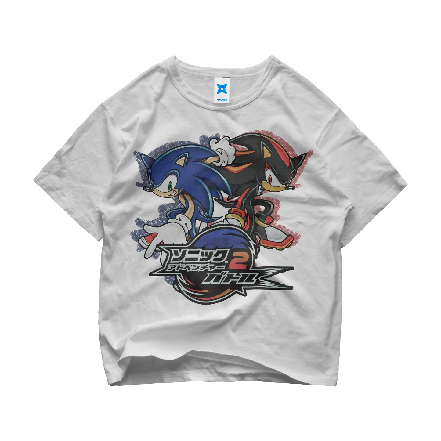 Sonic Adventure 2 Battle t-shirt with Sonic and Shadow back-to-back and Japanese logo