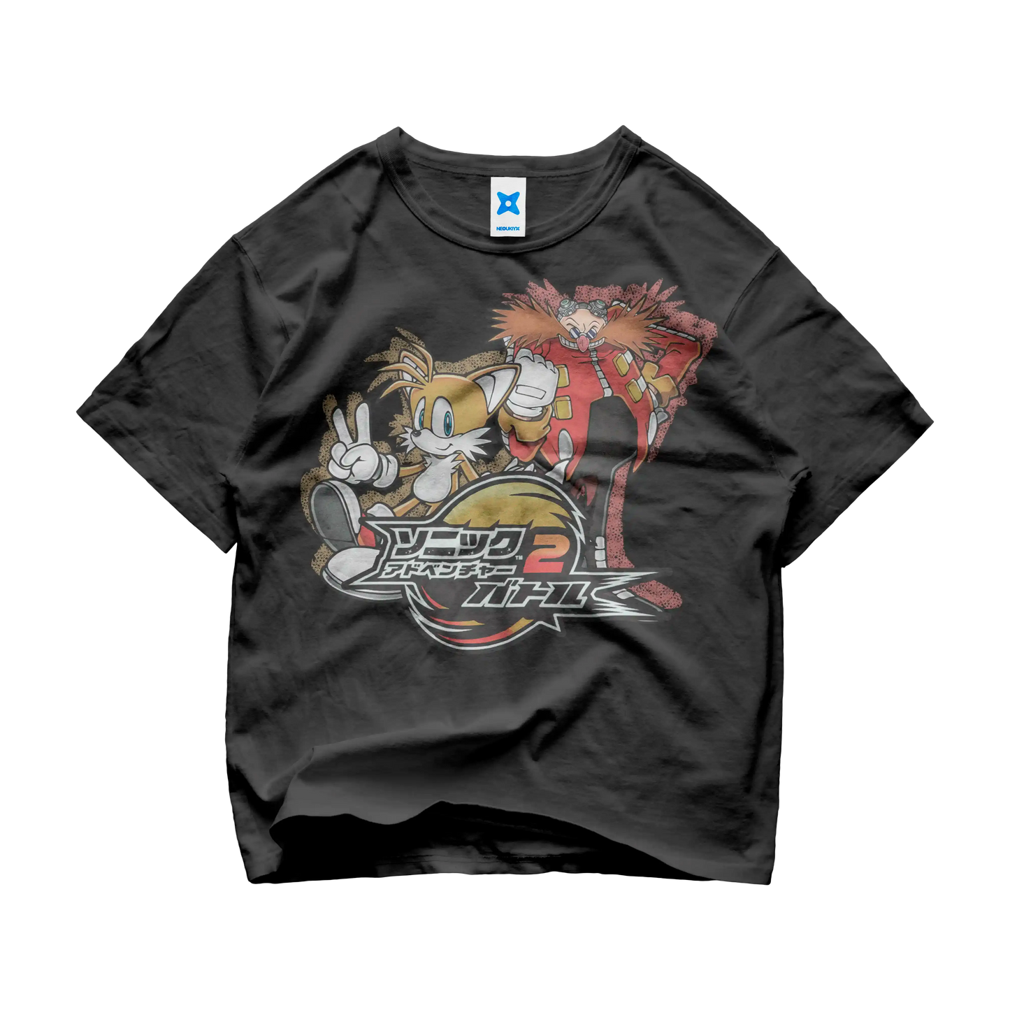 Sonic Adventure 2 t-shirt with Tails and Dr. Eggman in retro design and Japanese game logo
