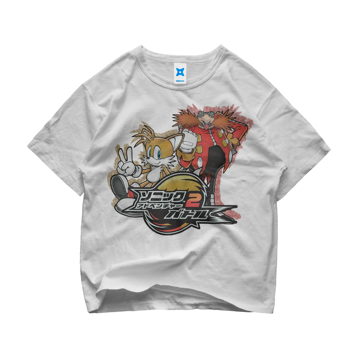 Sonic Adventure 2 t-shirt with Tails and Dr. Eggman in retro design and Japanese game logo